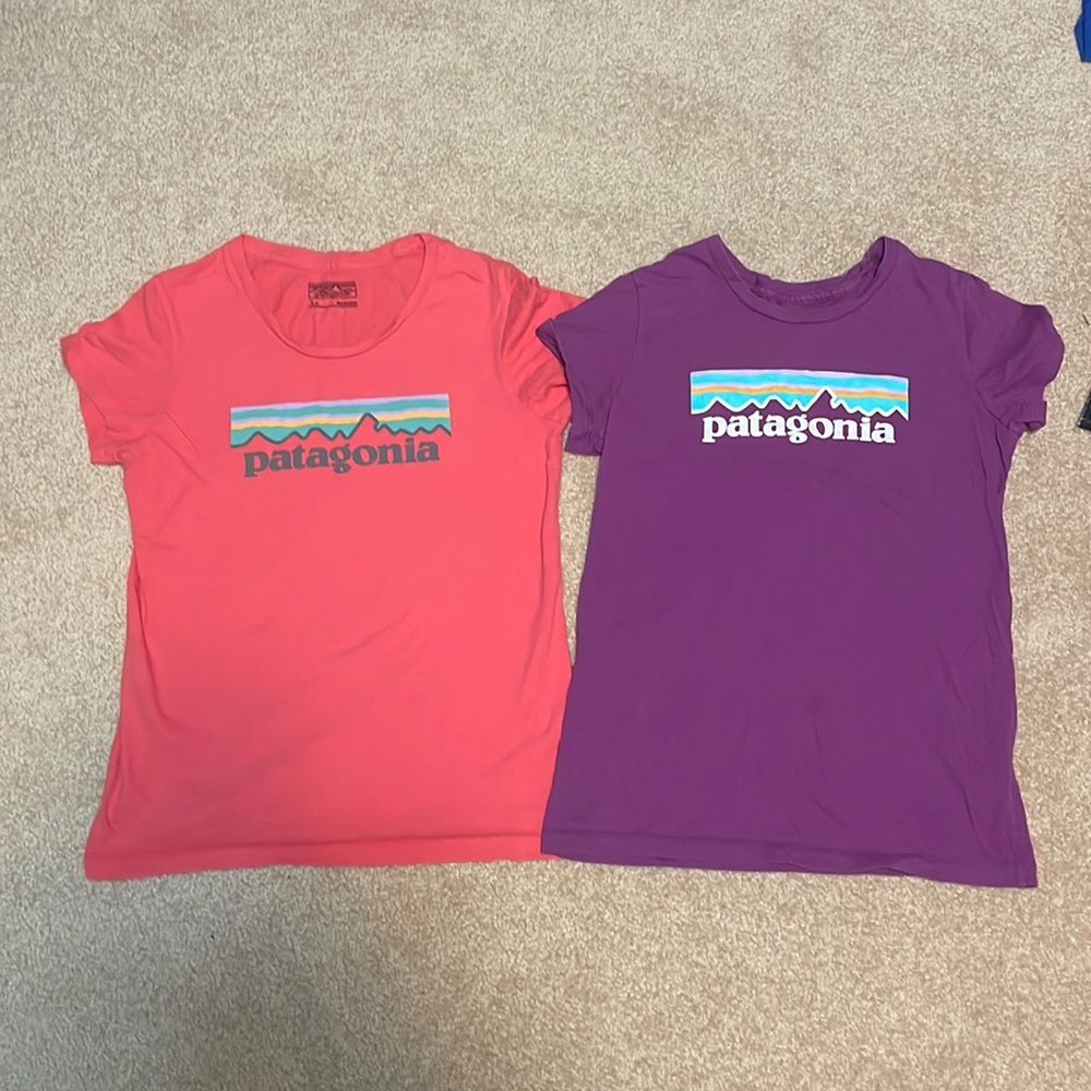 Pink and Purple Patagonia t-shirts, Both kids L-12